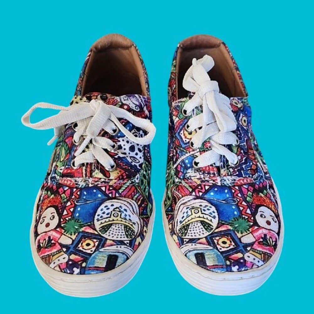 Paula Cuevas artsy colorful sneakers Size 38 printed lace up shoes sneakers - Picture 4 of 16